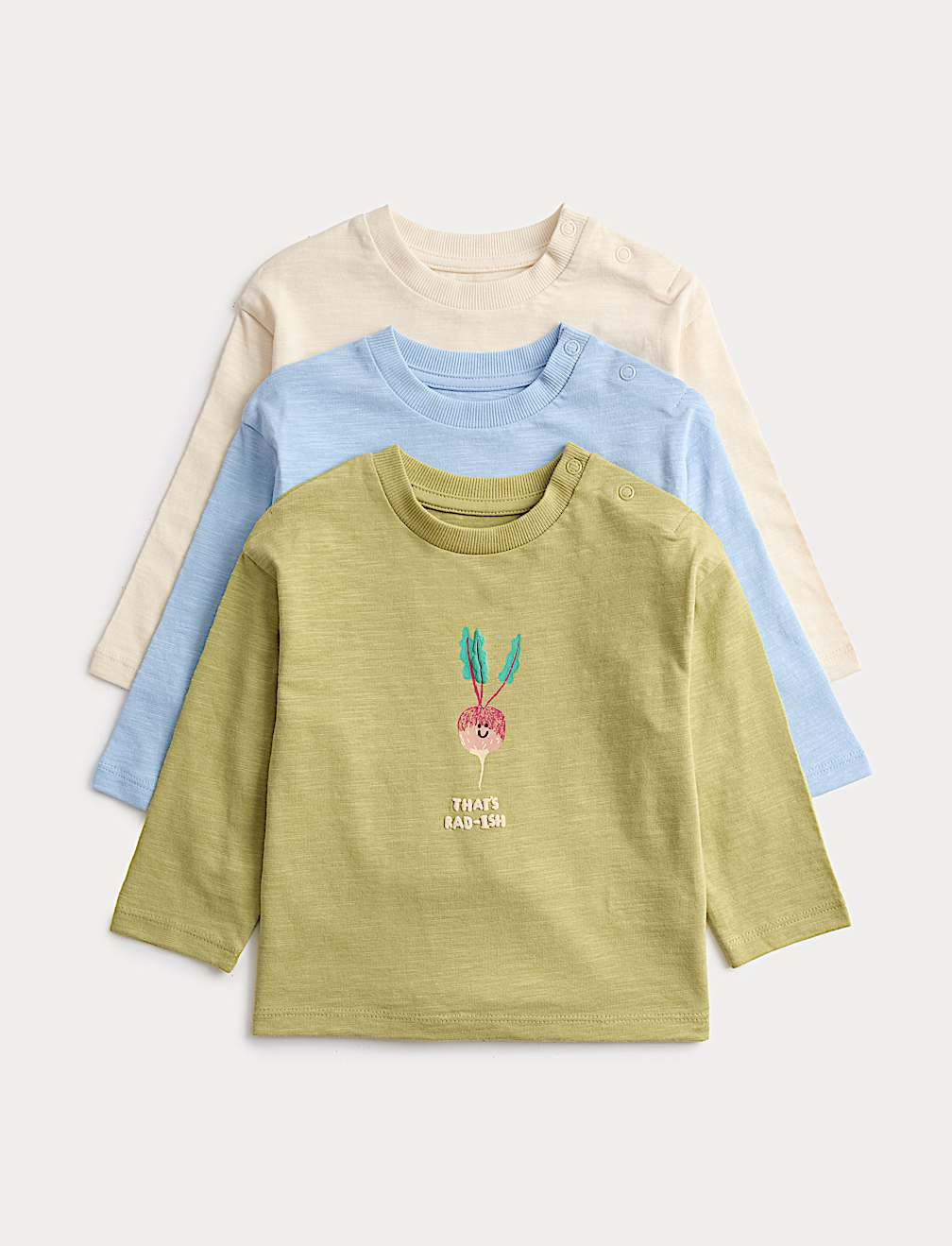 3 Pack Pure Cotton Vegetable Graphic Tops (0-3 Yrs)