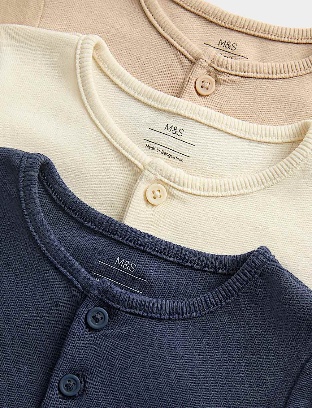 3 Pack Short Sleeve Henley Tops (0-5 Yrs)