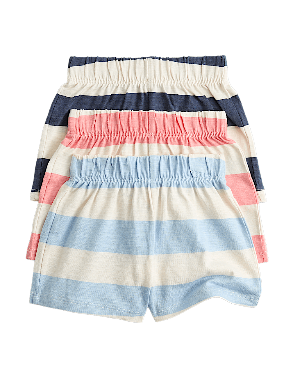3 Pack Pure Cotton Striped Shorts (0-5 Yrs)