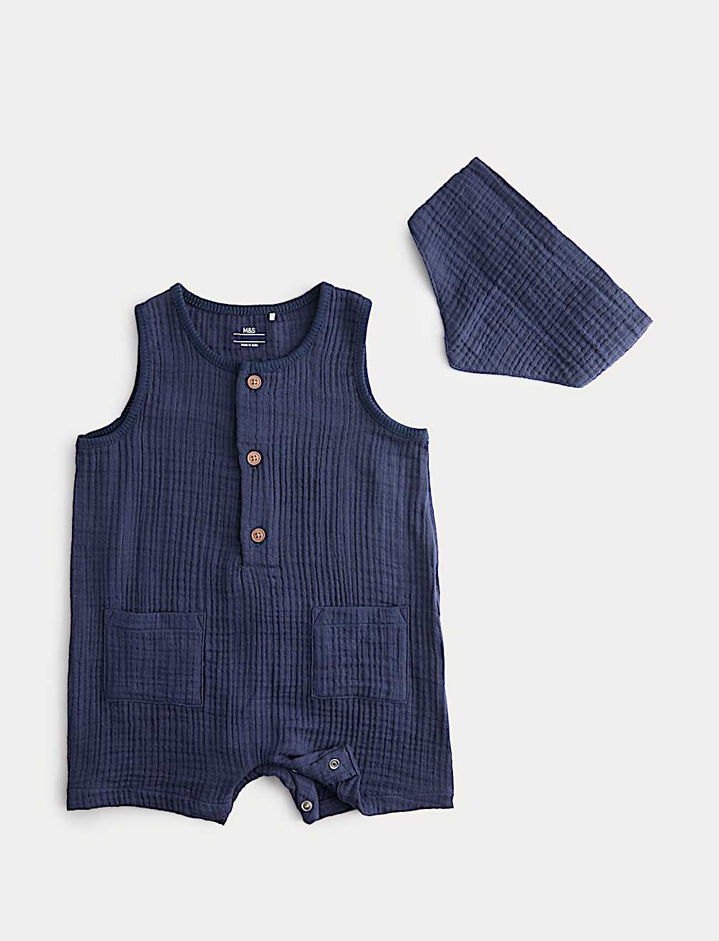 Pure Cotton Romper with Bib (0-3 Yrs)