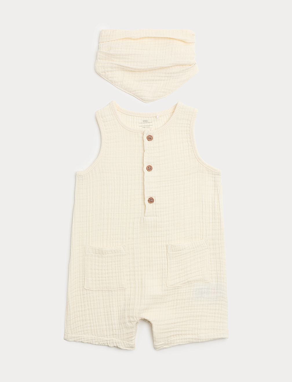 Pure Cotton Romper with Bib (0-3 Yrs)