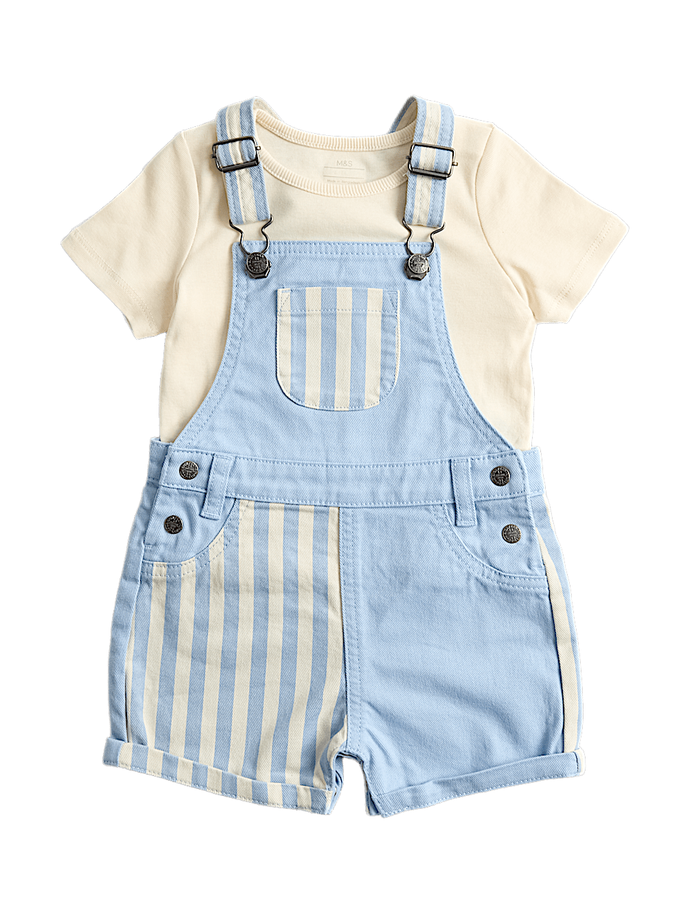 2 Piece Pure Cotton Dungarees Outfit (0-3 Yrs)
