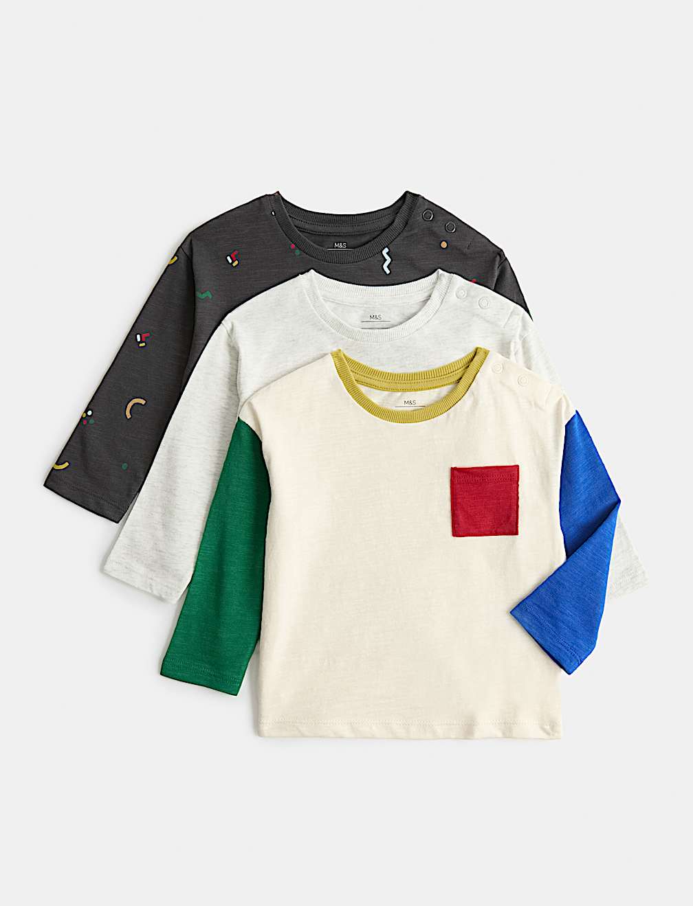3 Pack Pure Cotton Abstract Tops (0-5 Yrs)