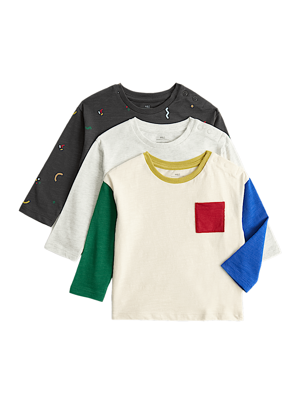 3 Pack Pure Cotton Abstract Tops (0-5 Yrs)