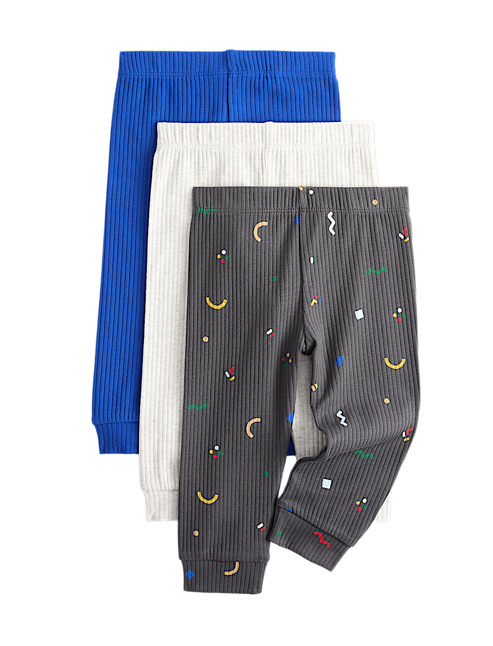 3 Pack Cotton Rich Abstract Ribbed Leggings (0 Mths-4 Yrs)