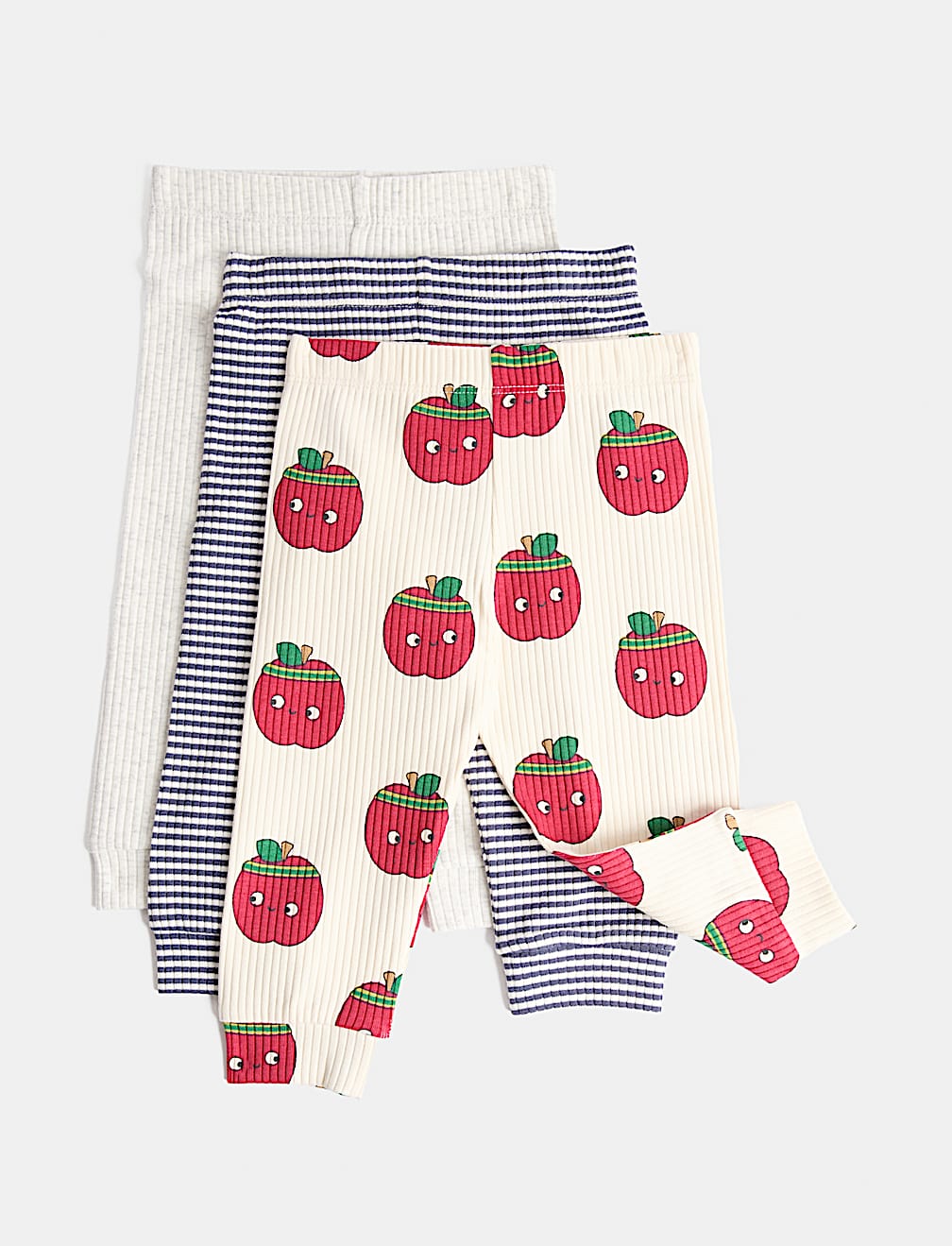 3 Pack Cotton Rich Apple Print Leggings (0 Mths-4 Yrs)