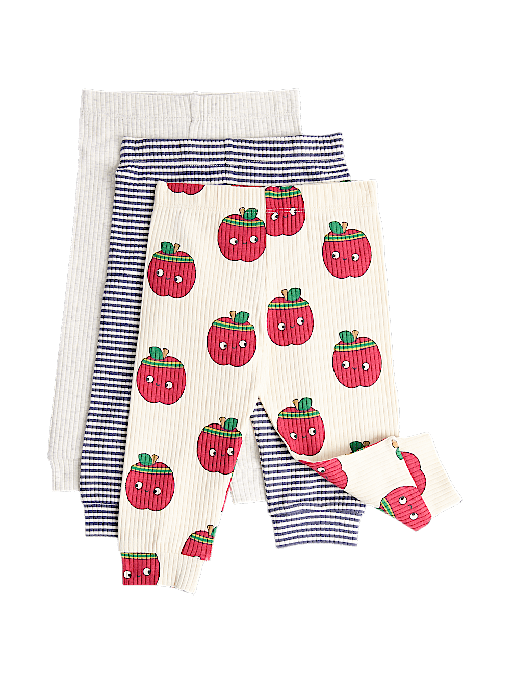 3 Pack Cotton Rich Apple Print Leggings (0 Mths-4 Yrs)