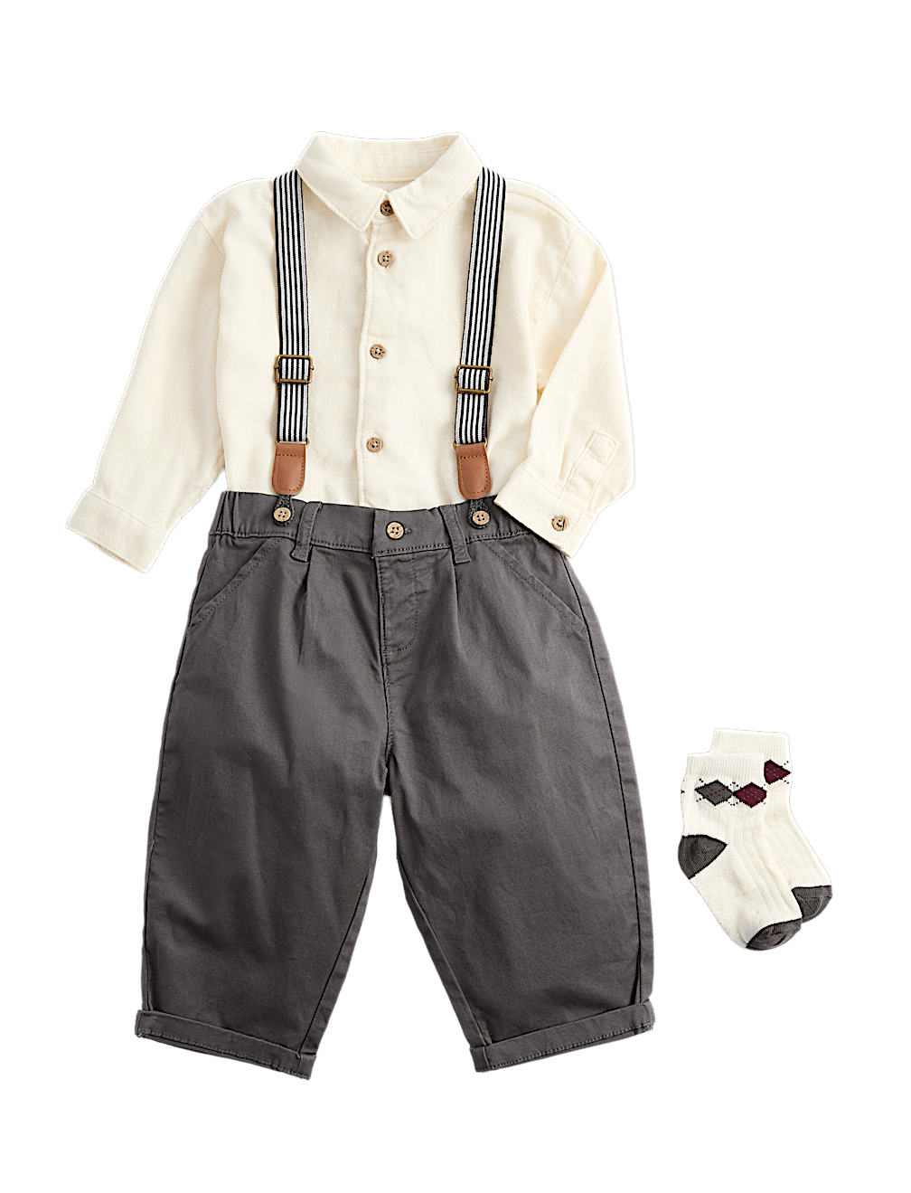 Cotton Shirt, Trouser and Braces Outfit (0-5 Yrs)