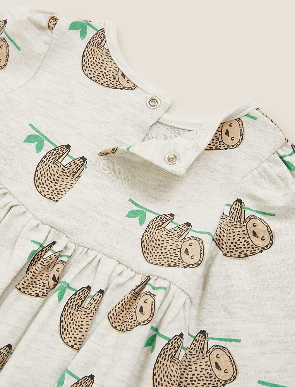 Cotton Sloth Print Dress (0-3 Yrs)