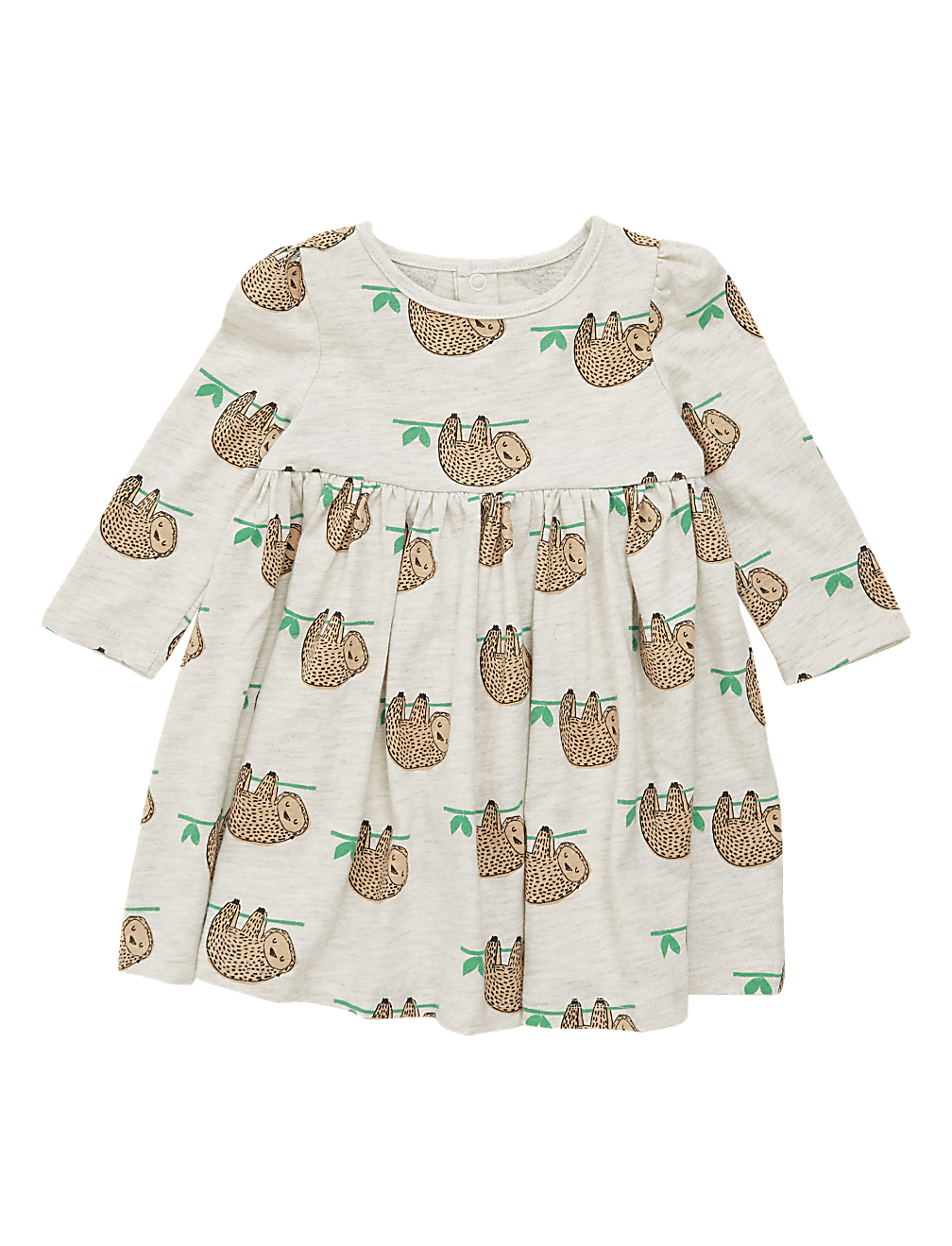 Cotton Sloth Print Dress (0-3 Yrs)