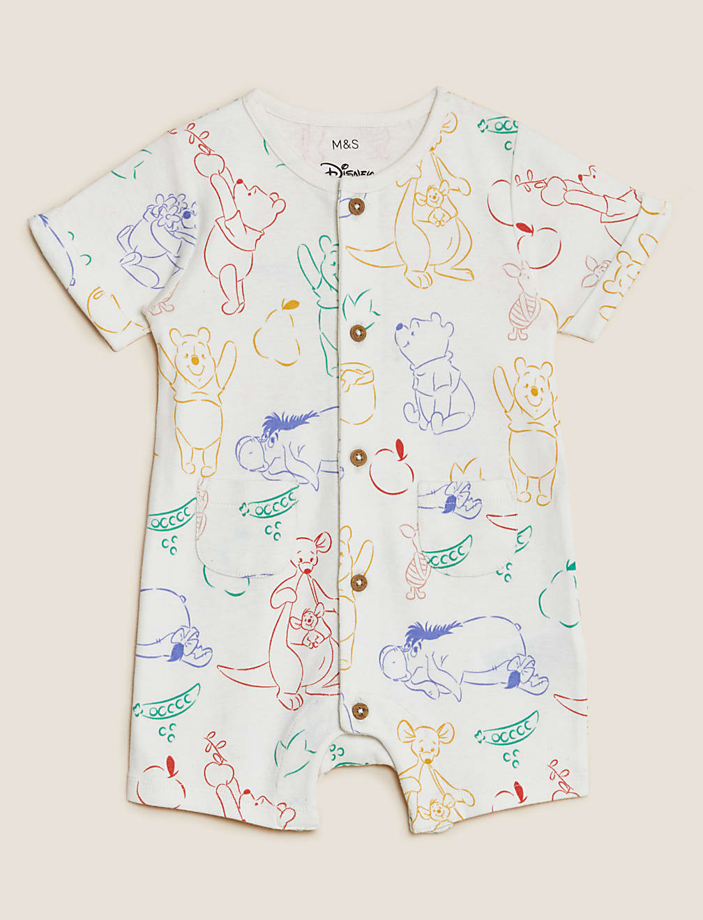 2pk Pure Cotton Winnie the Pooh™ Rompers (0-3 Yrs)