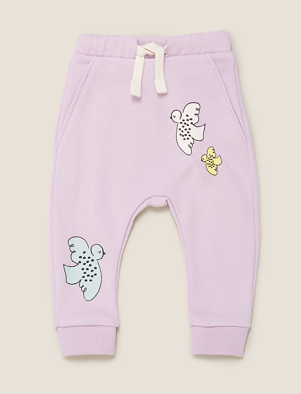 Cotton Bird Print Joggers