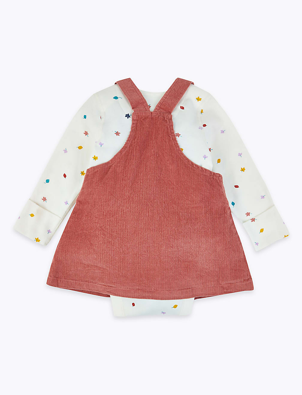 Pure Cotton Two Piece Corduroy Pinafore Set (0-3 Yrs)