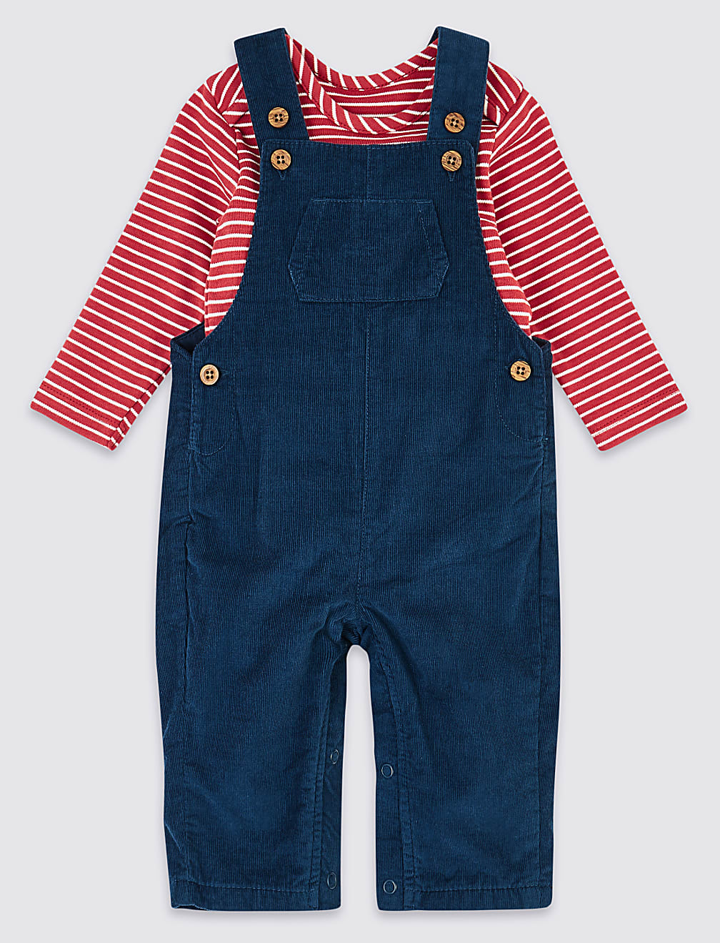 Pure Cotton Two Piece Dungarees Outfit (0-3 Yrs)