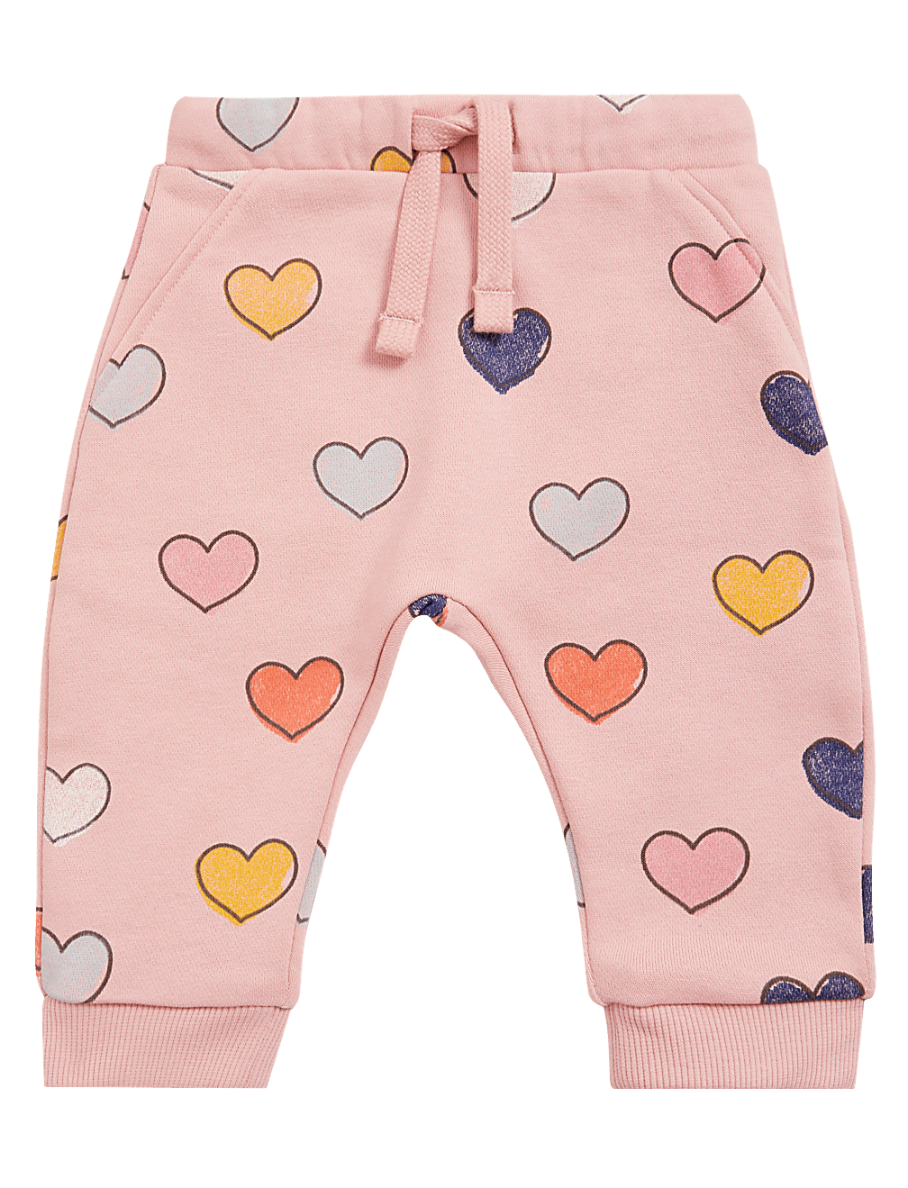 Cotton Rich Heart Print Joggers (0-3 Yrs)