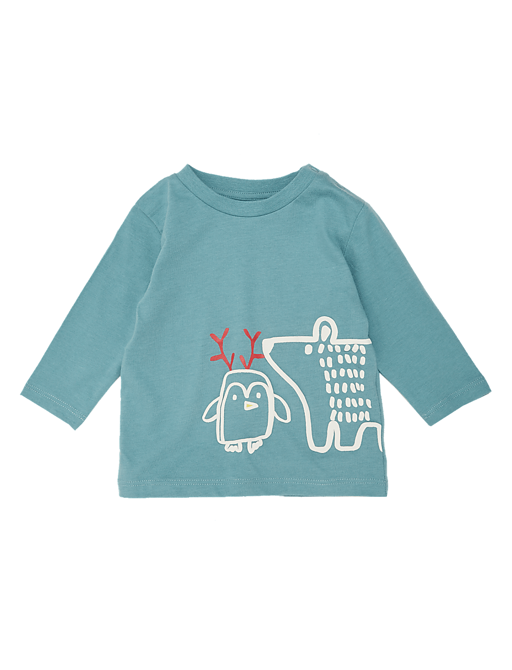 Pure Cotton Bear & Penguin Print Top (0-3 Yrs)