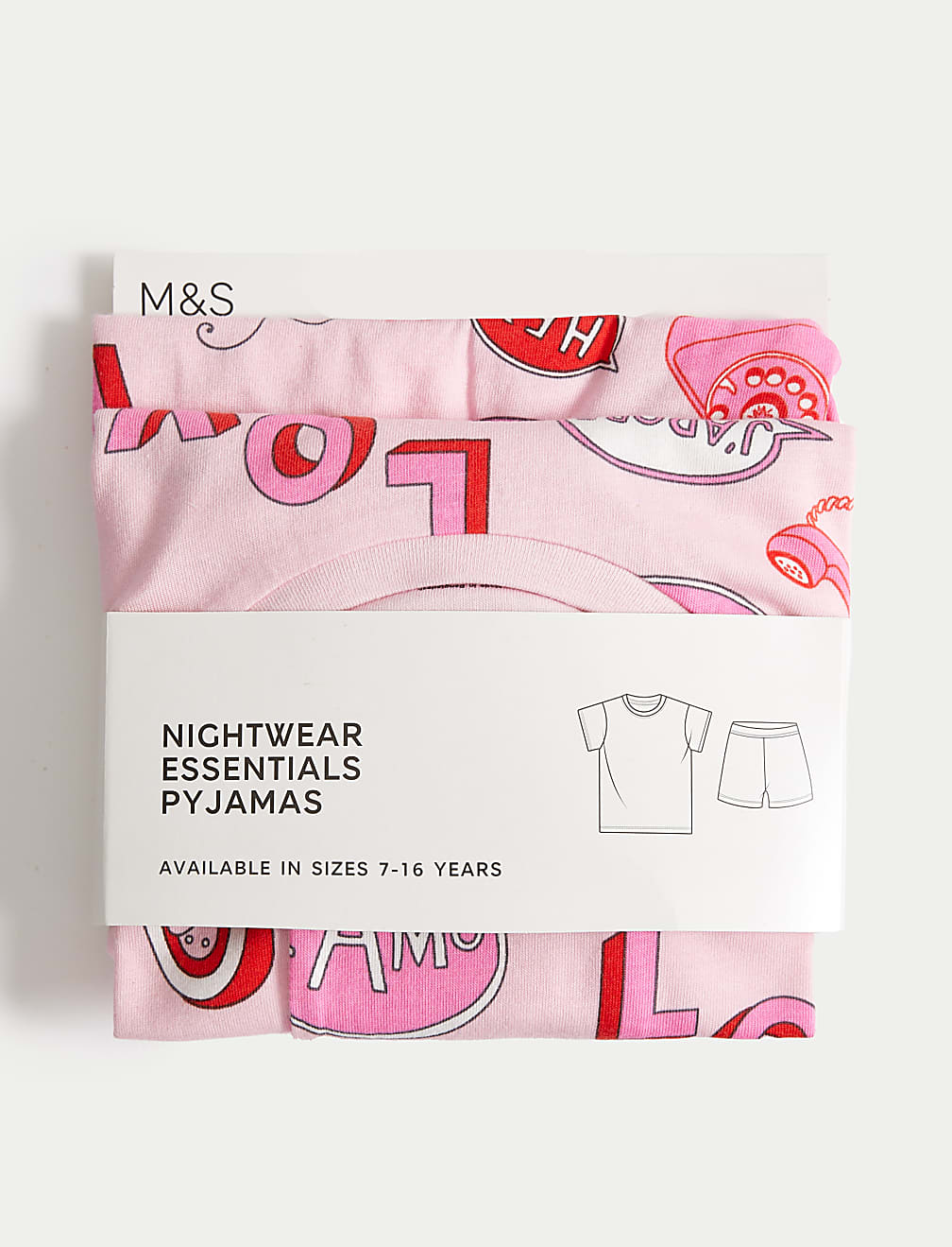 Pure Cotton Love Print Pyjamas (7-14 Yrs)
