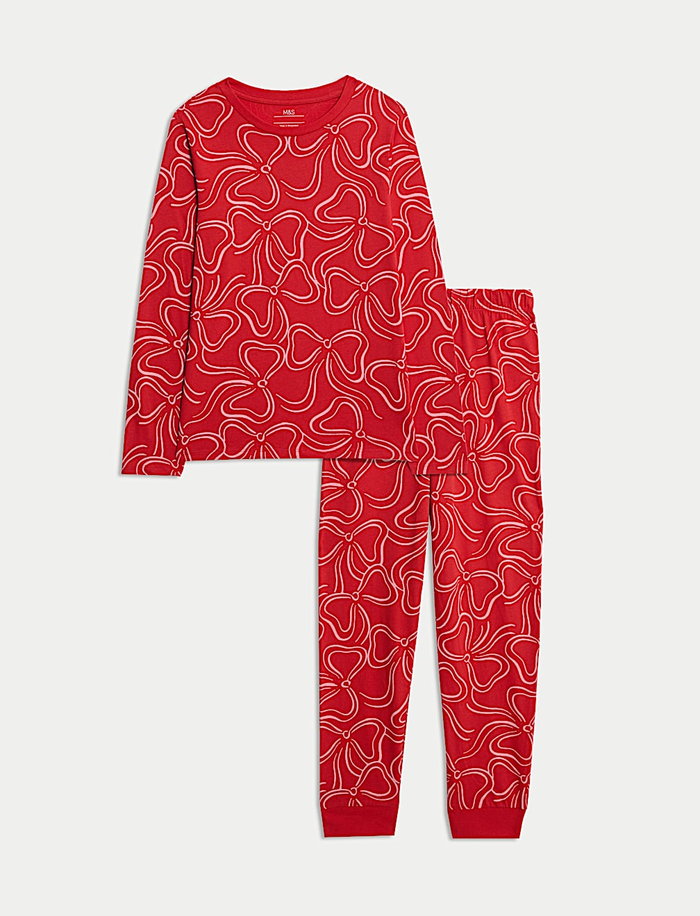 Pure Cotton Bow Print Pyjamas (1-16 Yrs)