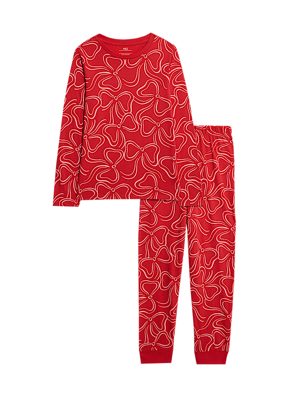 Pure Cotton Bow Print Pyjamas (1-16 Yrs)