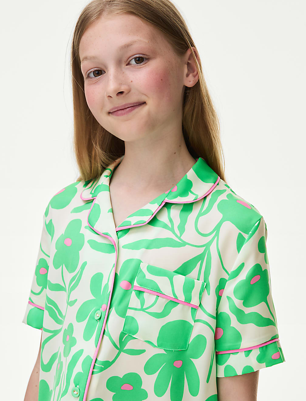 Satin Floral Print Pyjamas (6-16 Yrs)