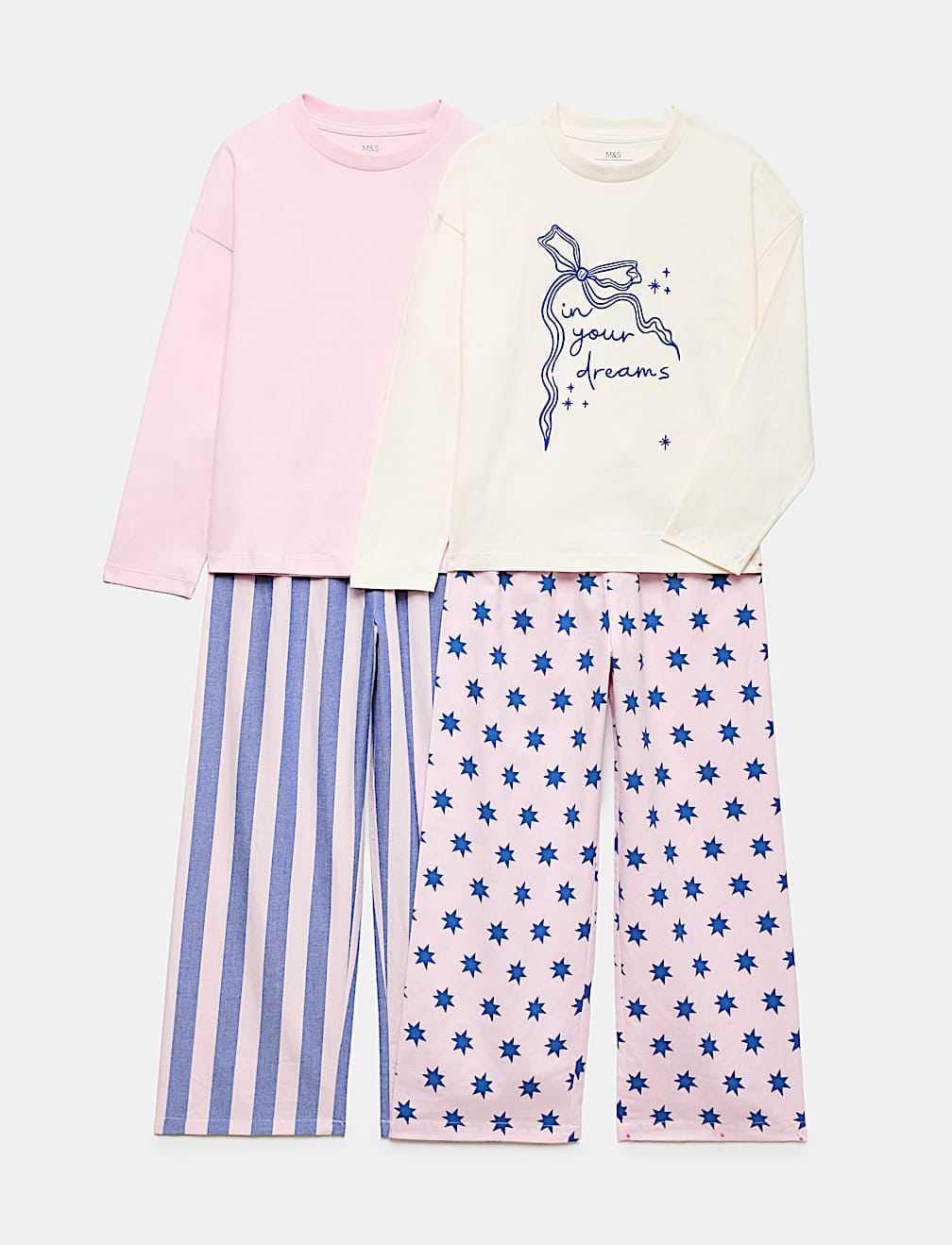 2 Pack Bow Graphic Pyjama Sets (6-16 Yrs)