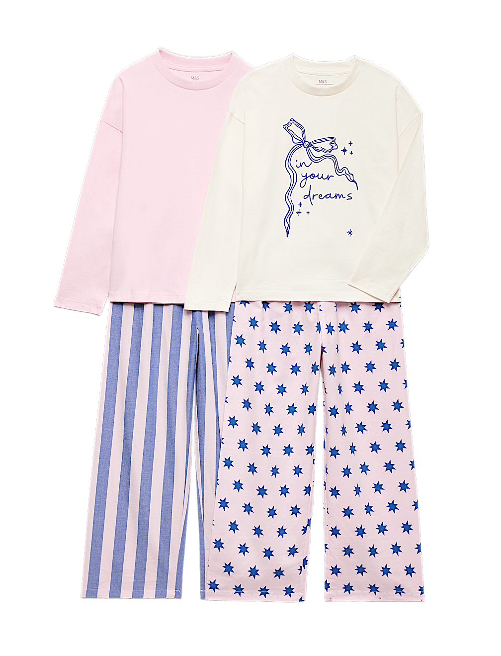 2 Pack Bow Graphic Pyjama Sets (6-16 Yrs)