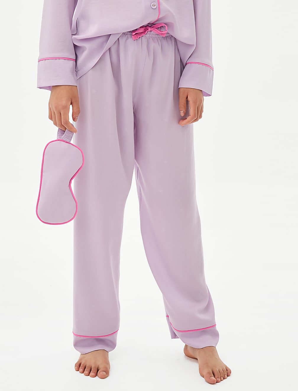 Satin Jaquard Star Pyjamas & Eyemask (3-16 Yrs)