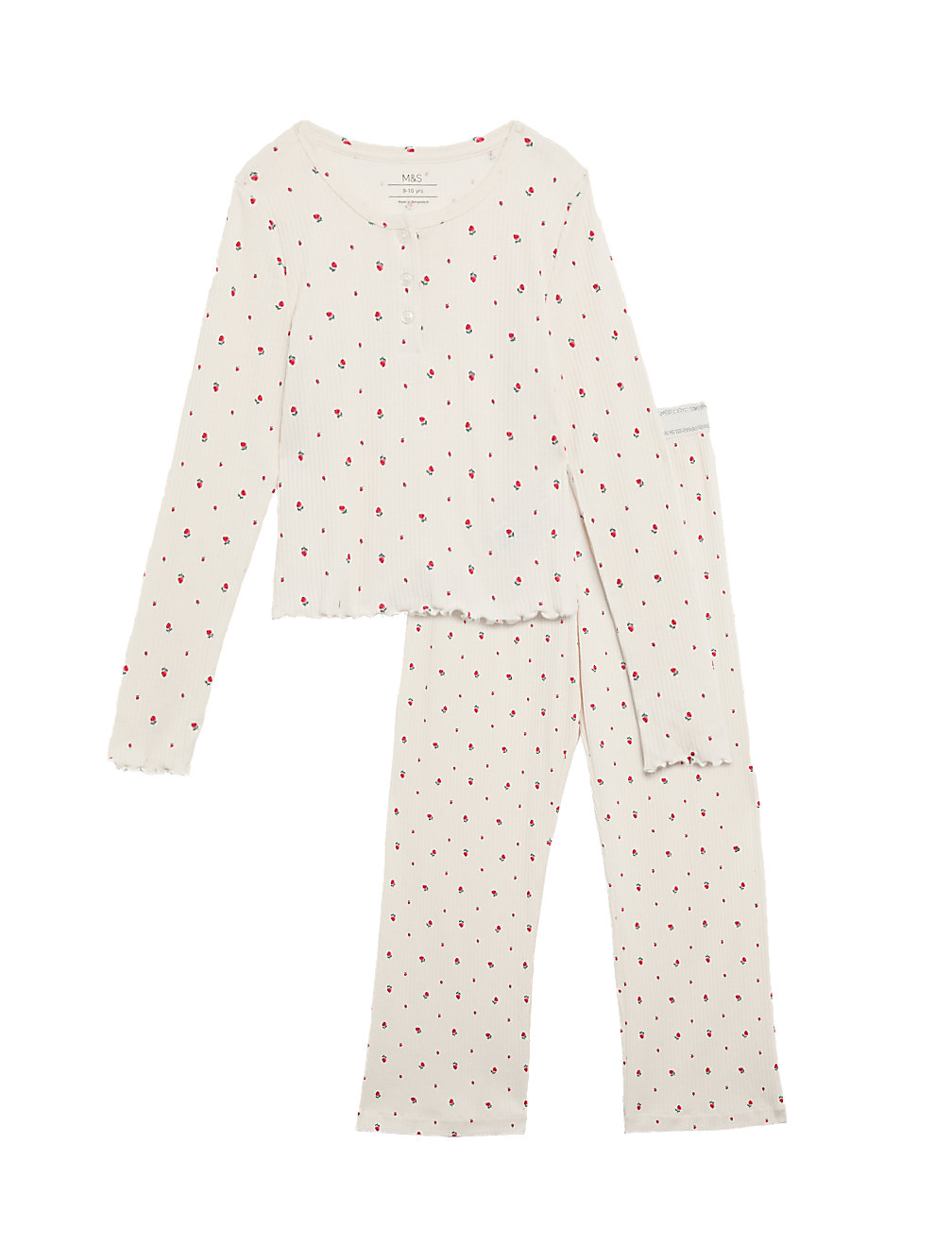 Pure Cotton Ditsy Floral Ribbed Pyjamas (6-16 Yrs)