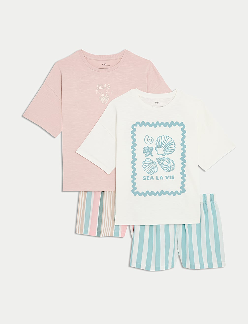 2pk Pure Cotton Seashell Pyjama Sets (1-16 Yrs)