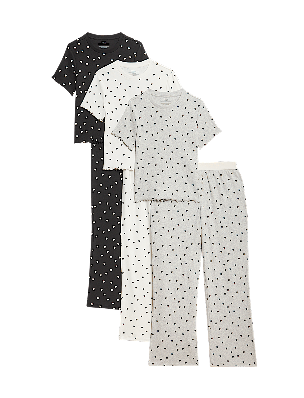 3pk Cotton Rich Heart Pyjama Sets (1-16 Yrs)