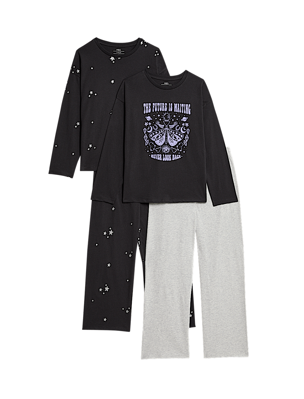 2pk Pure Cotton Star Graphic Pyjama Sets (1-16Yrs)