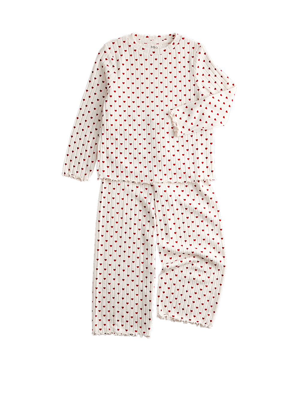 Cosy Ribbed Heart Pyjamas (1-16 Yrs)