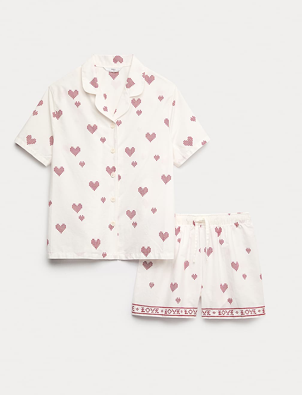 Pure Cotton Poplin Heart Revere Pyjamas (6-16 Yrs)