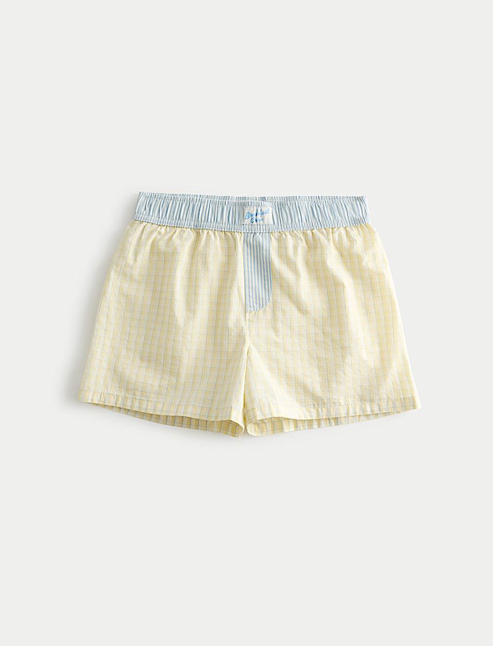 Yellow Woven Checked Pyjama Shorts (6-16 Yrs)