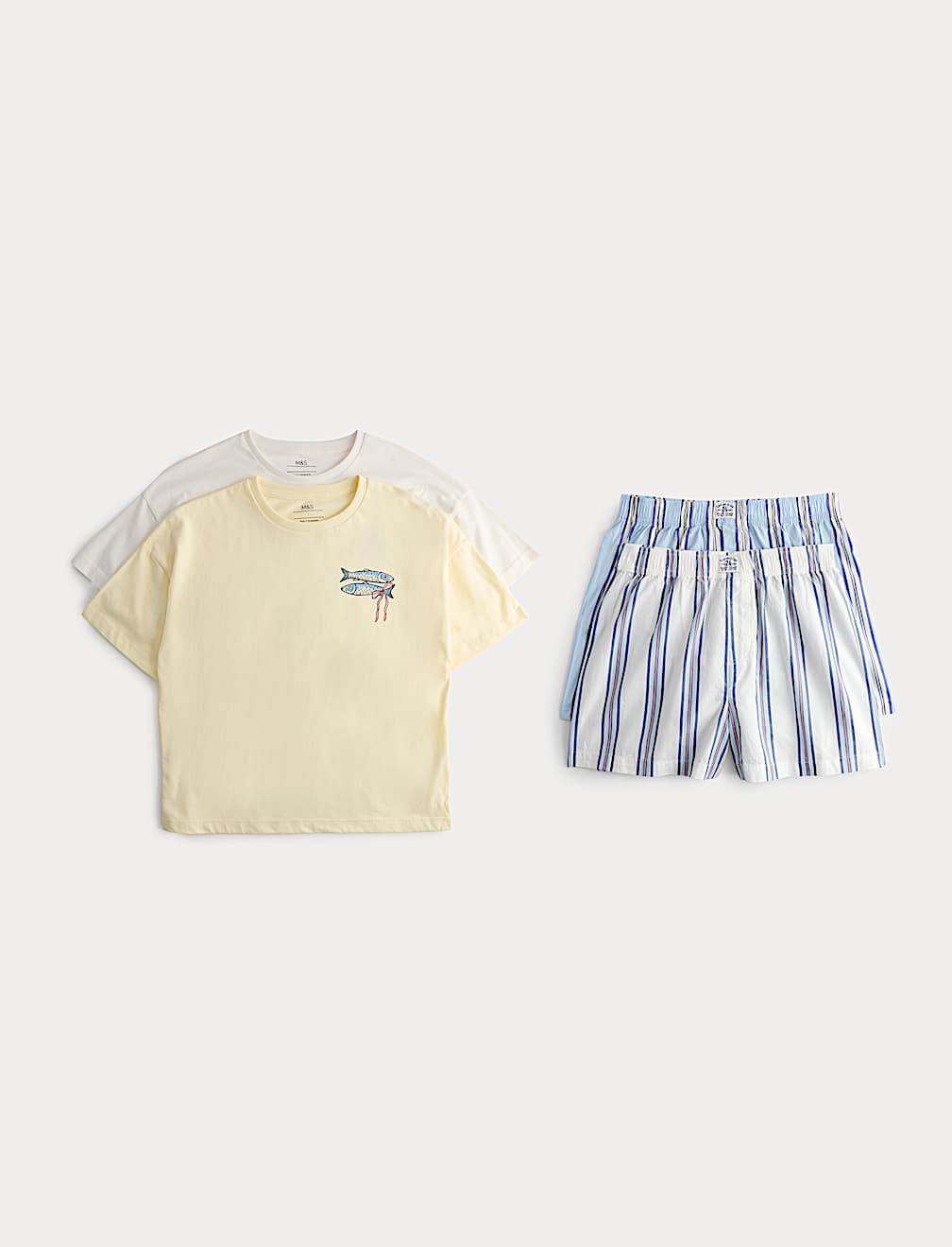 2pk Pure Cotton Shell and Stripe Pyjamas (6-16 Yrs)