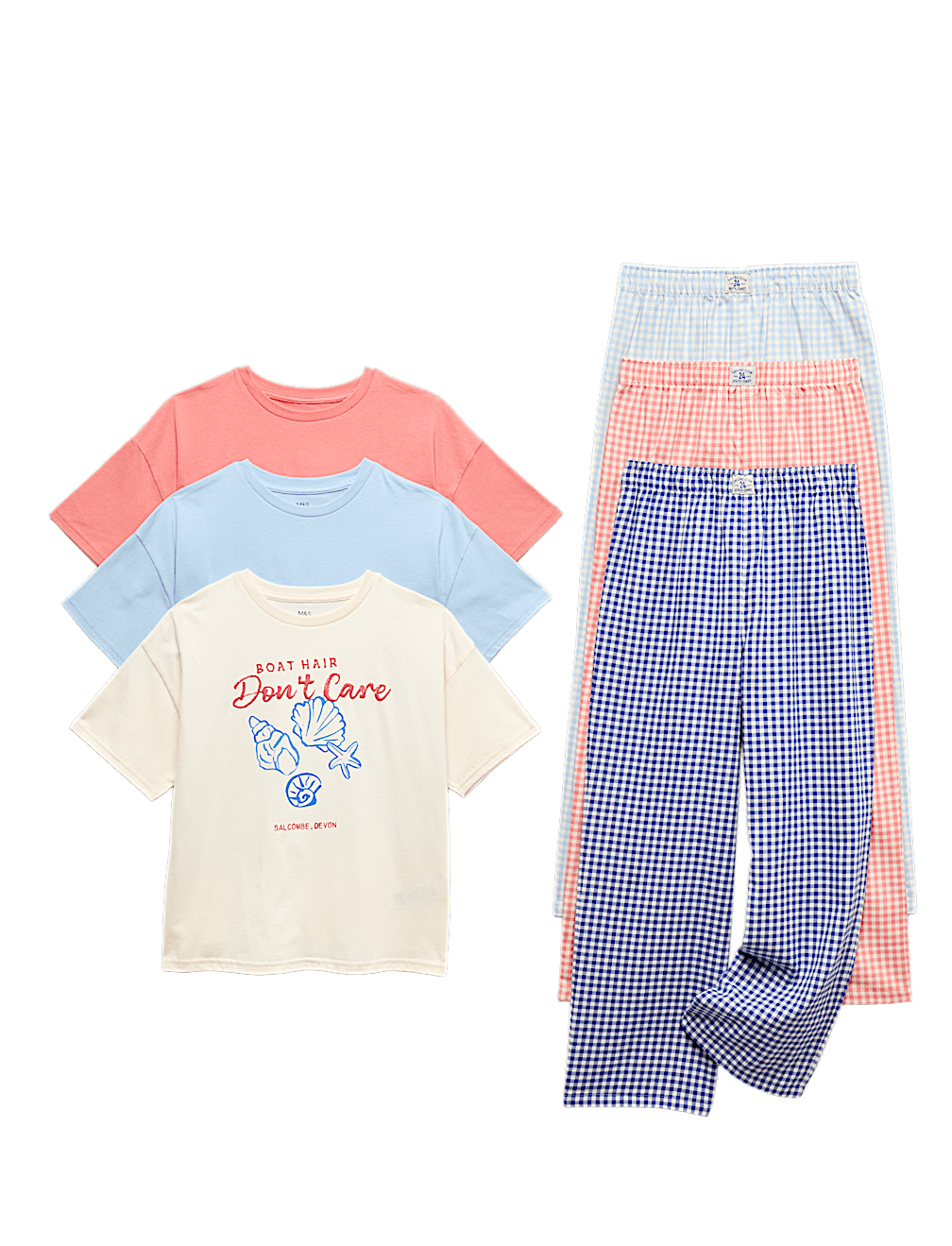3 Pack Pure Cotton Coastal Graphic Pyjama Sets (6-16 Yrs)