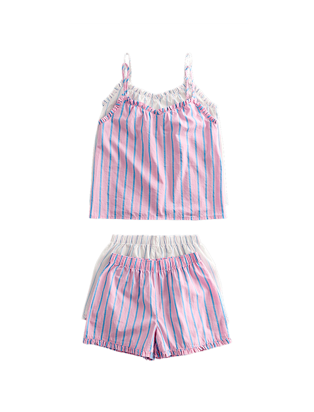 2 Pack Strappy Striped Short Pyjamas (6-16 Yrs)