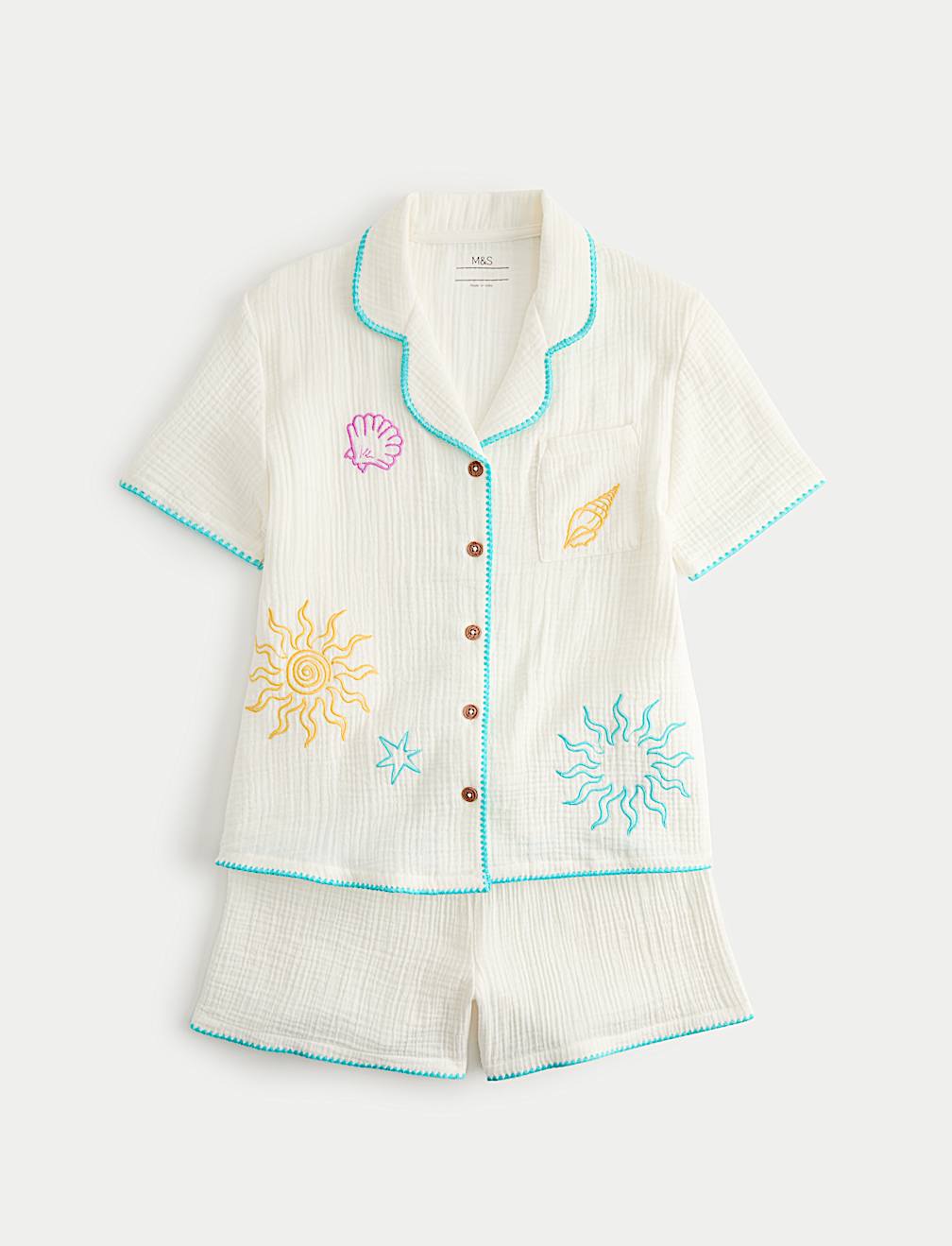 2 Piece Pure Cotton Sea Short Pyjamas (6-16 Years)