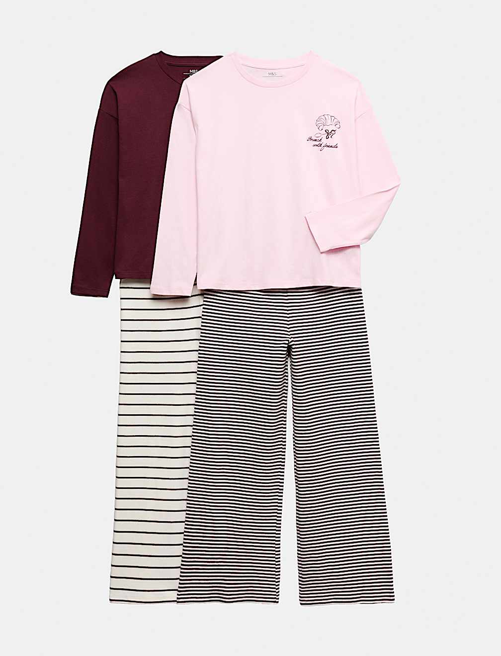 2 Pack Graphic Striped Pyjama Sets (6-16 Yrs)