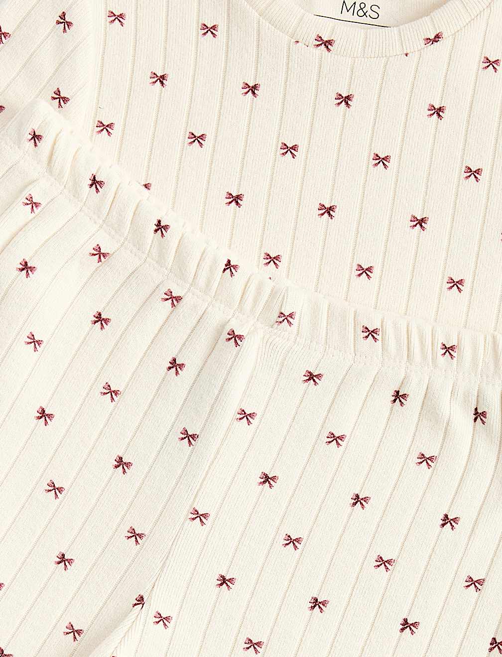 Cosy Ribbed Bow Pyjama Set (6-16 Yrs)