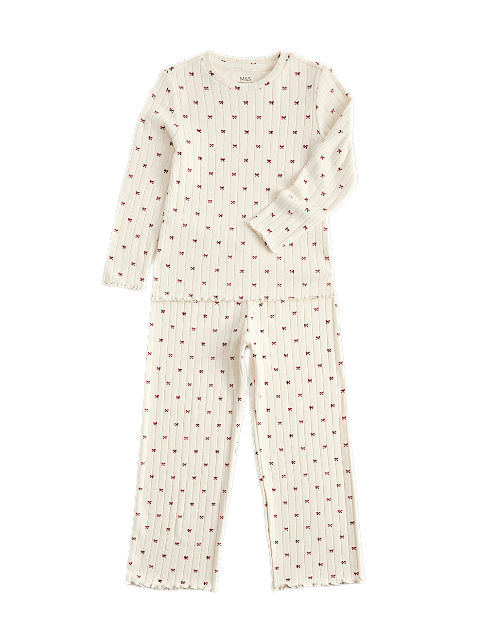 Cosy Ribbed Bow Pyjama Set (6-16 Yrs)