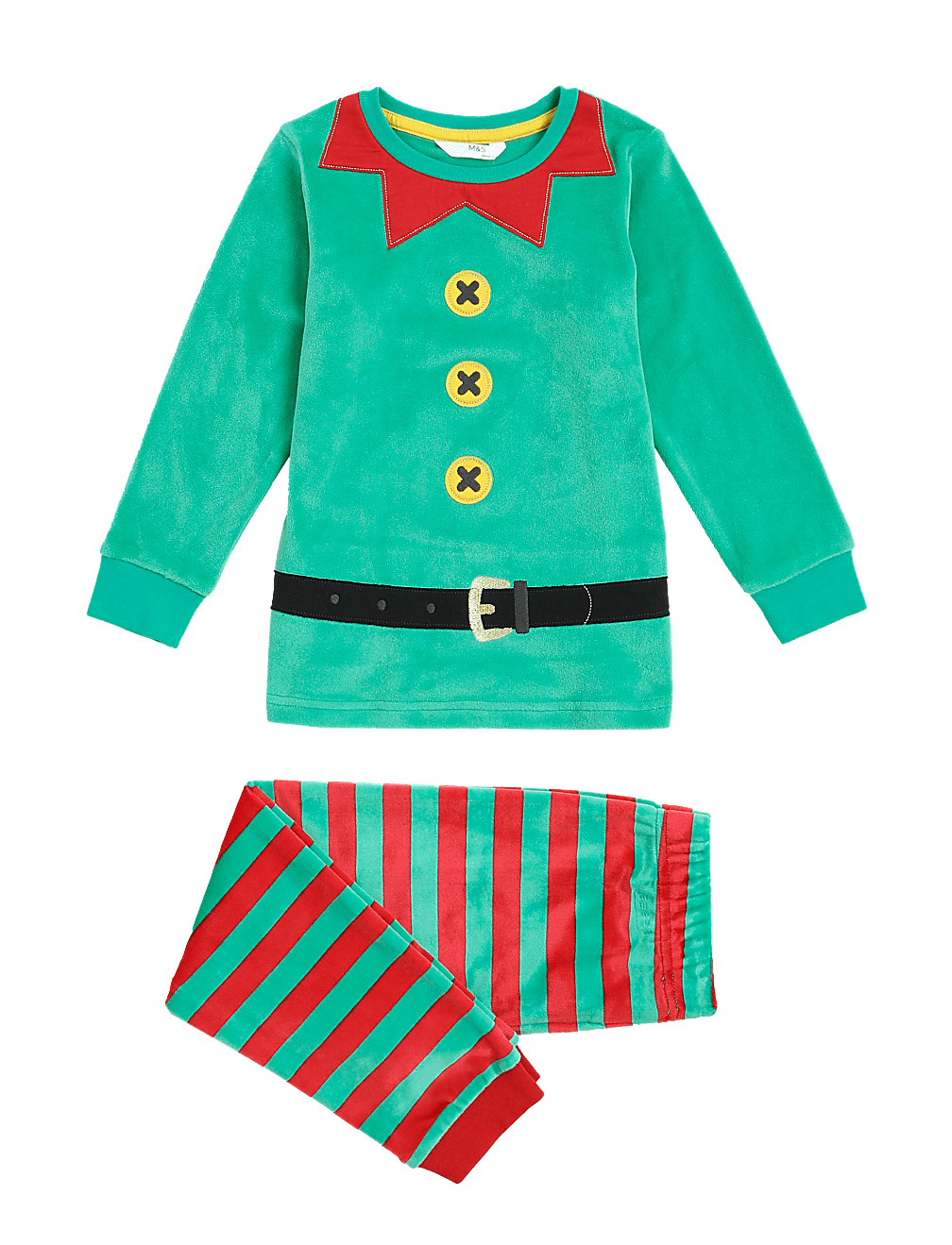 Velour Christmas Elf Pyjamas (1-7 Yrs)
