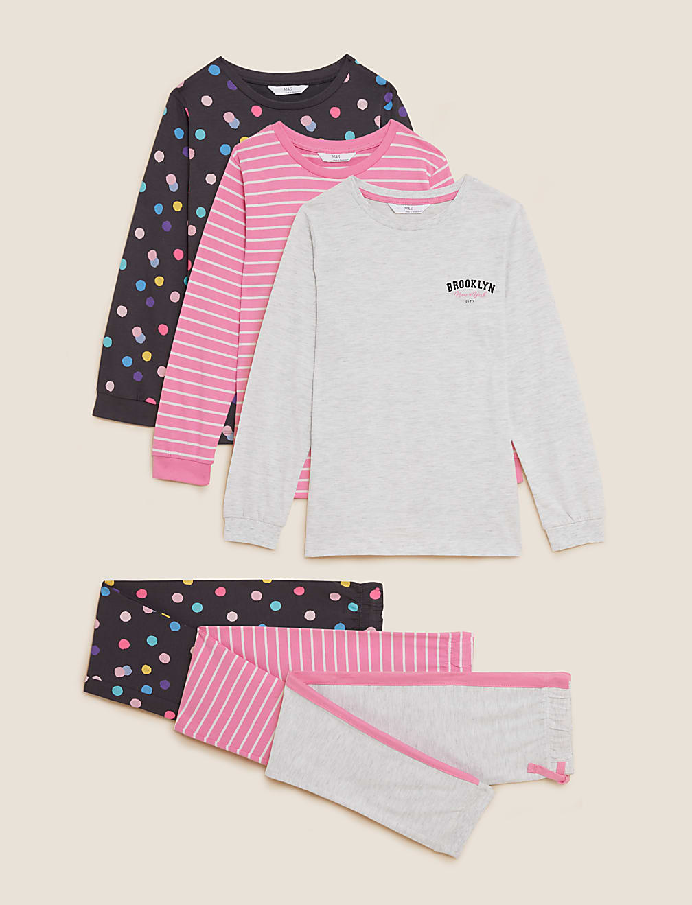 Combo 3 Cotton Mix Crew Neck Nightwear Set