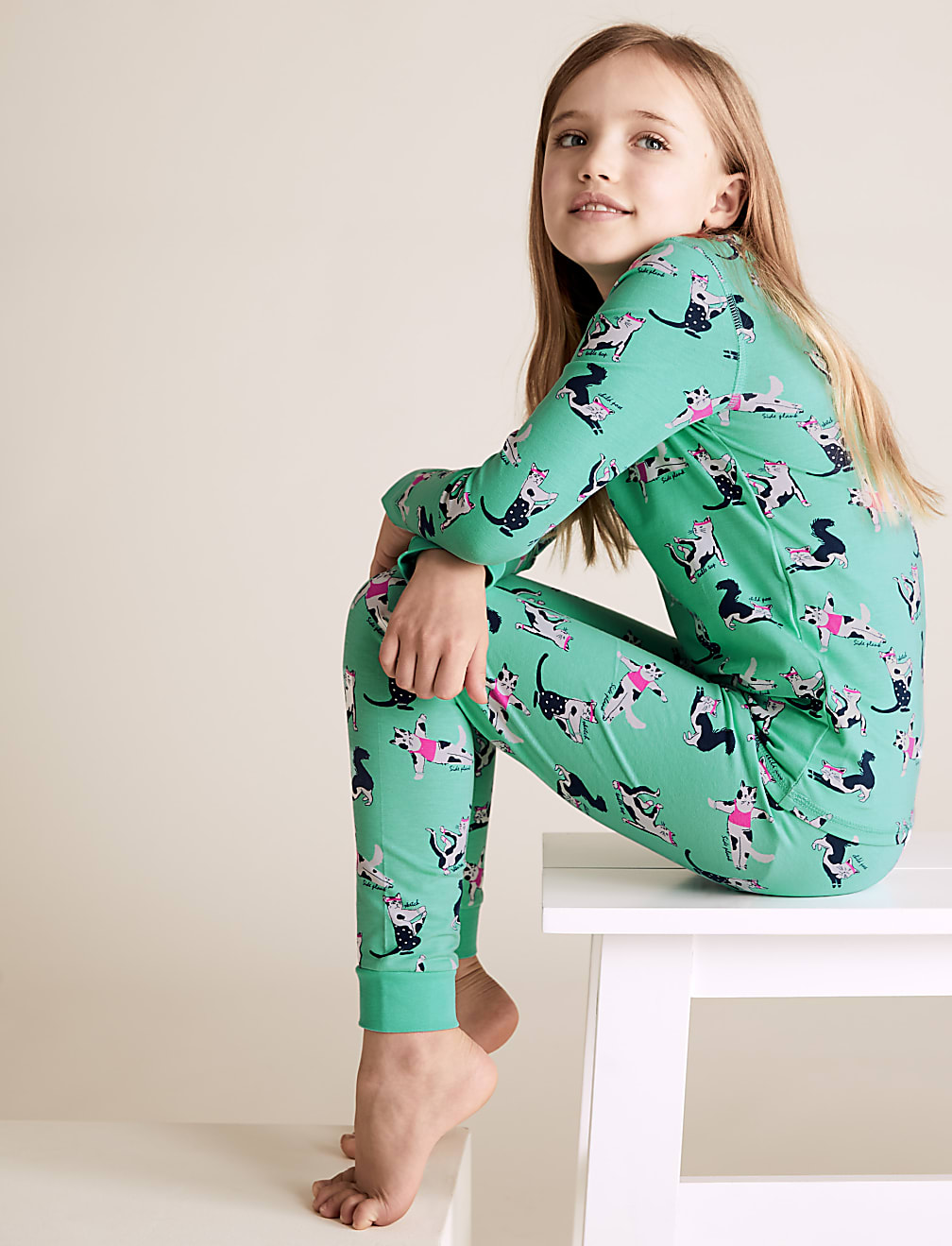 Cotton Cat Print Pyjamas (7-16 Yrs)