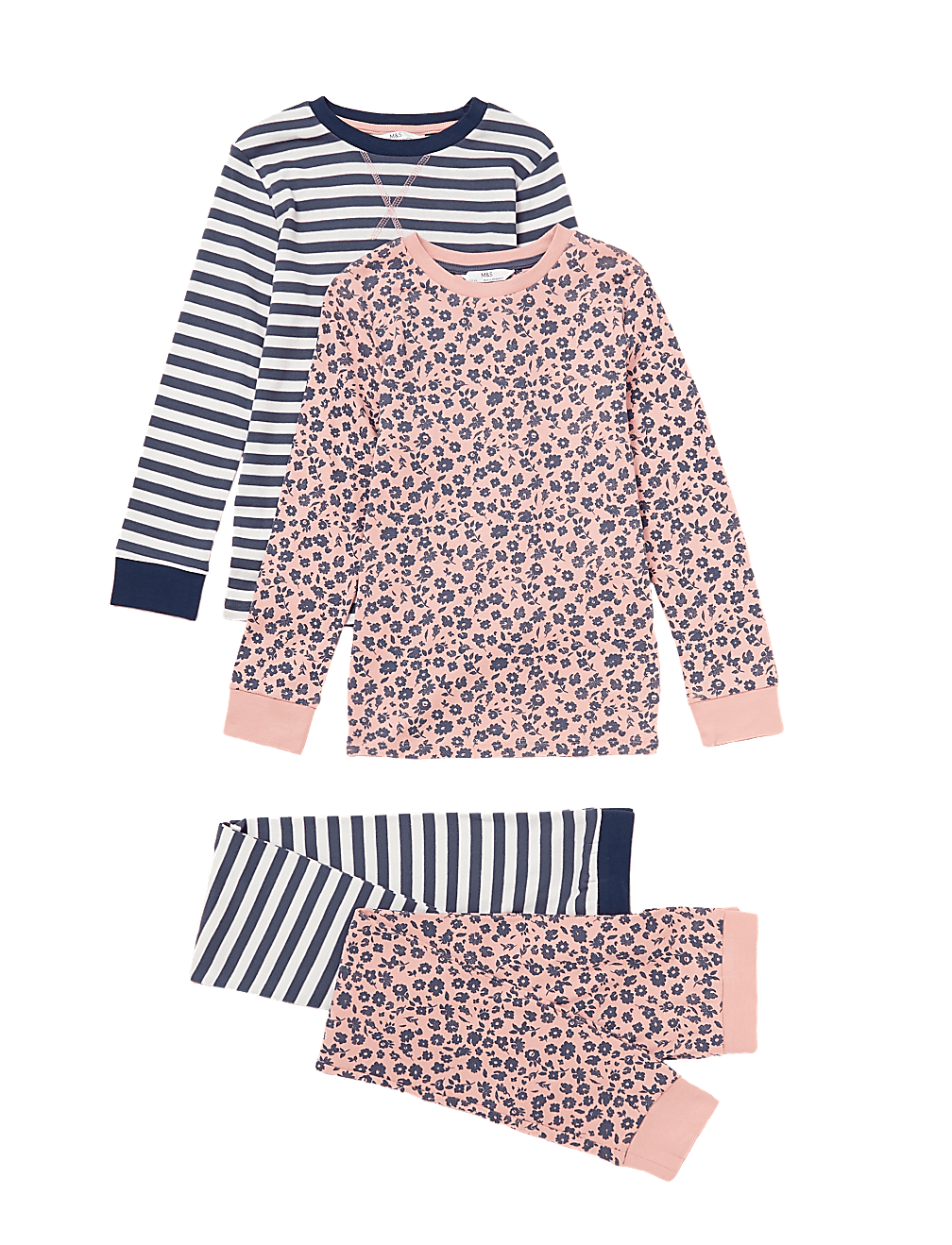 2pk Pure Cotton Floral Pyjama Sets (6-16 Yrs)