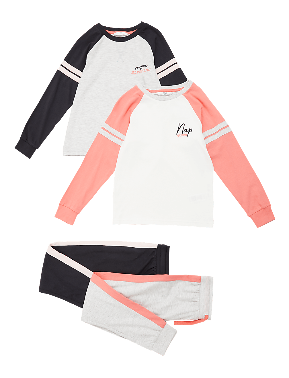 2pk Cotton Sleep Slogan Pyjama Sets (6-16 Yrs)