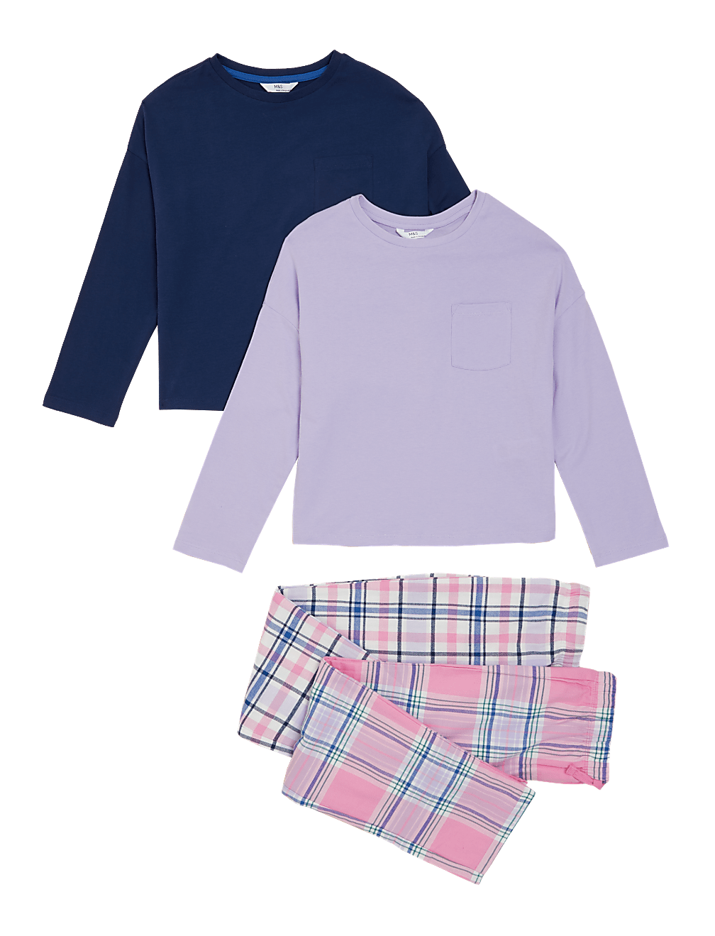 2pk Pure Cotton Checked Pyjama Sets
