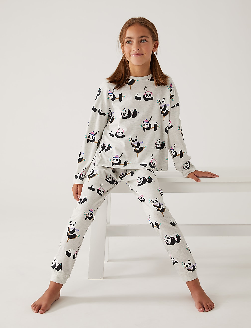 Buy 2pk Cotton Rich Panda Pyjamas 6 16 Yrs at Marks Spencer