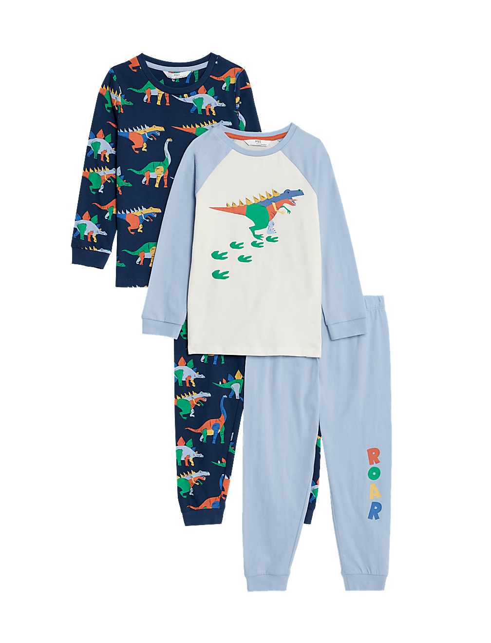 2pk Pure Cotton Dinosaur Pyjama Sets (1-8 Yrs)