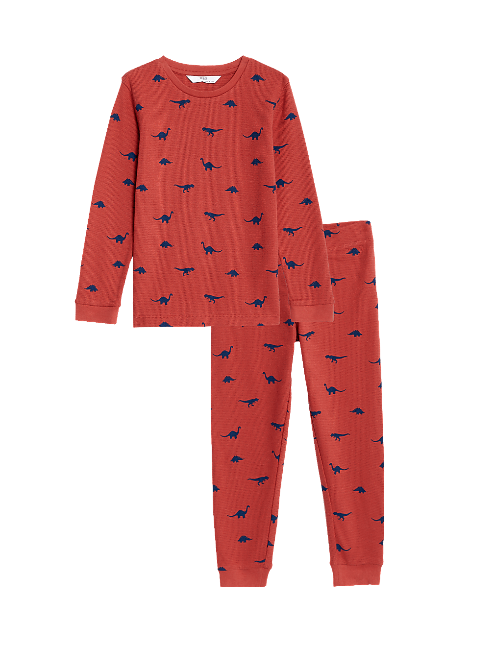 Pure Cotton Dinosaur Waffle Pyjamas (1-8 Yrs)